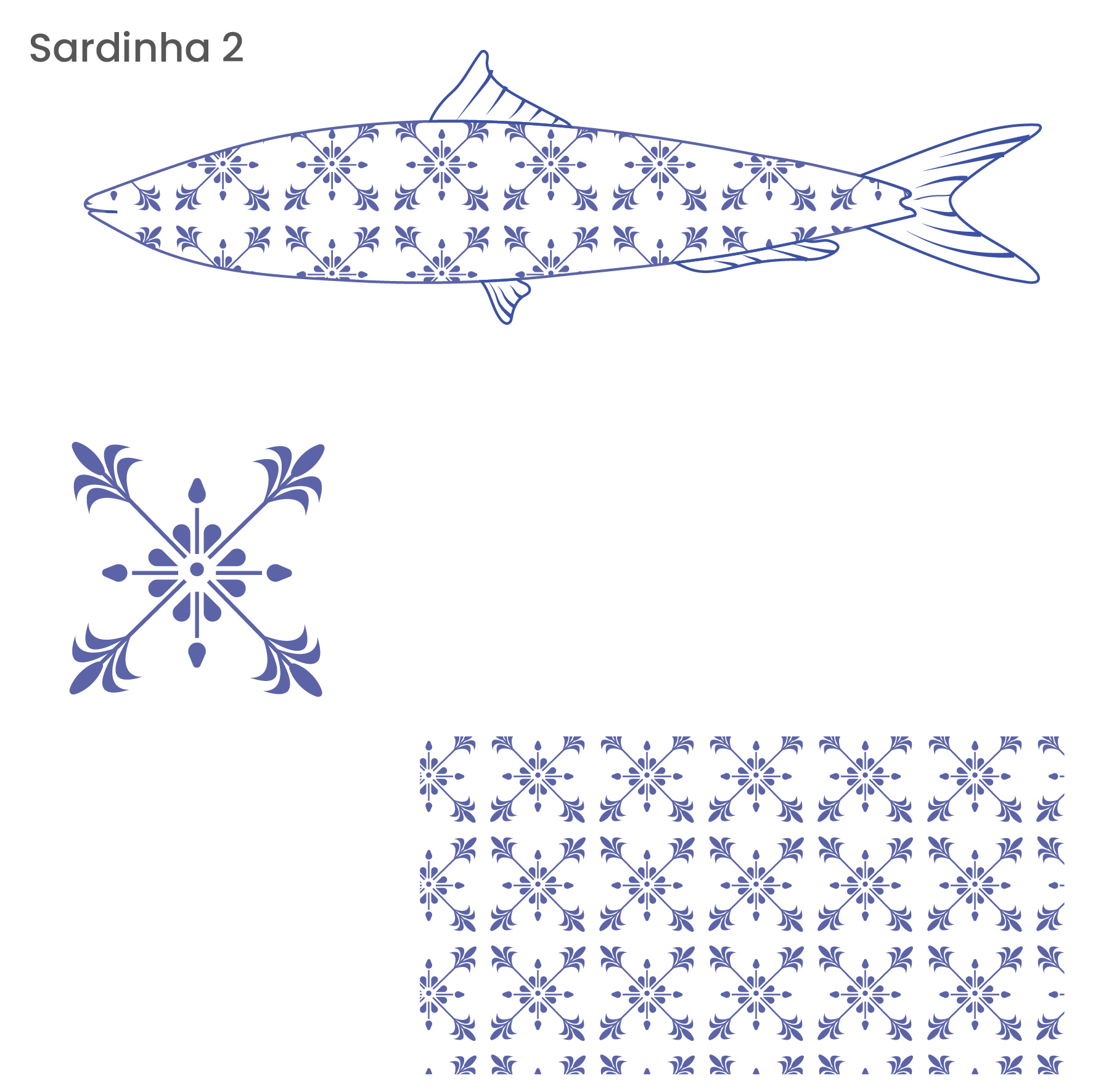 Tattoo design sketch for Martina with a Portuguese sardinha en azulejos the blue street tiles